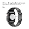 Stainless Steel Watch Band with Case Compatible with Apple Watch Series 9/8/7 (45mm)- Classic Silver Black
