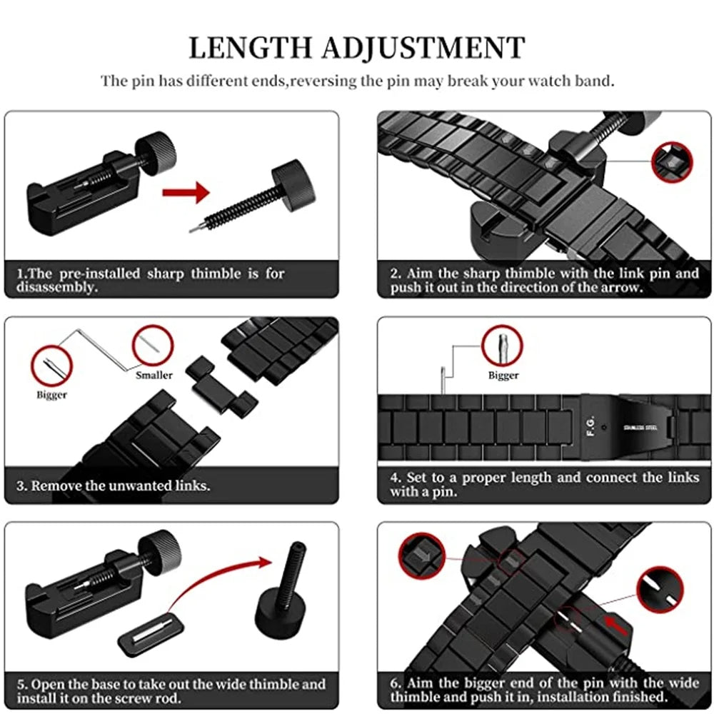 Stainless Steel Watch Band with Case Compatible with Apple Watch Series 9/8/7 (45mm)- Classic Silver Black