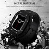 Silicone Rubber Band with Metal Case For Apple Watch 45mm 44mm - Black & Silver