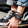 Silicone Rubber Band with Metal Case For Apple Watch 45mm 44mm - Black & Silver