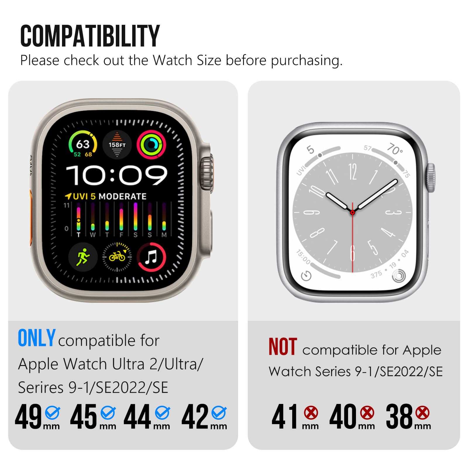 Sports Liquid Silicone Rubber Band with Stainless Steel Adapter for Apple Watch Ultra 1/2 49mm 45mm 44mm 42mm - Clear