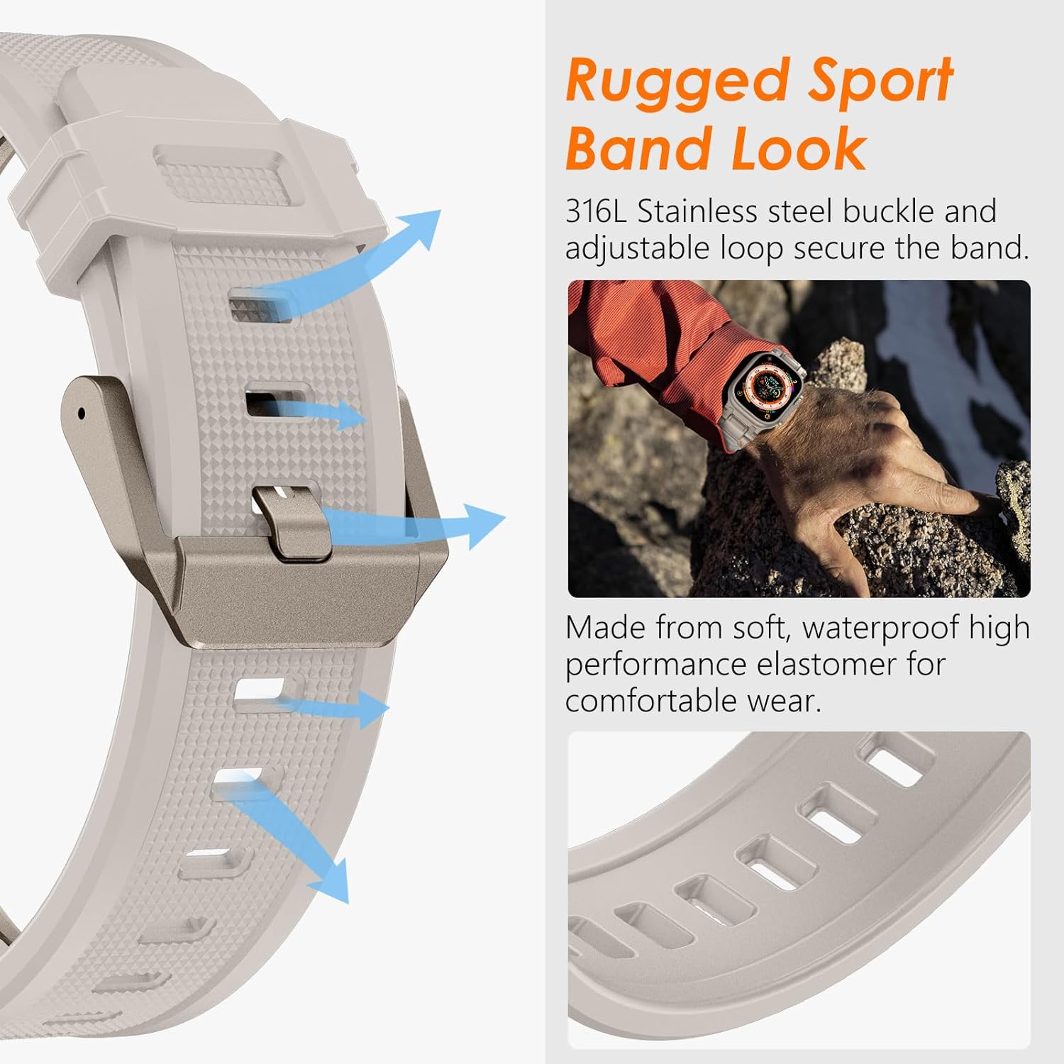 Sports Liquid Silicone Rubber Band with Stainless Steel Adapter for Apple Watch Ultra 1/2 49mm 45mm 44mm 42mm - Clear