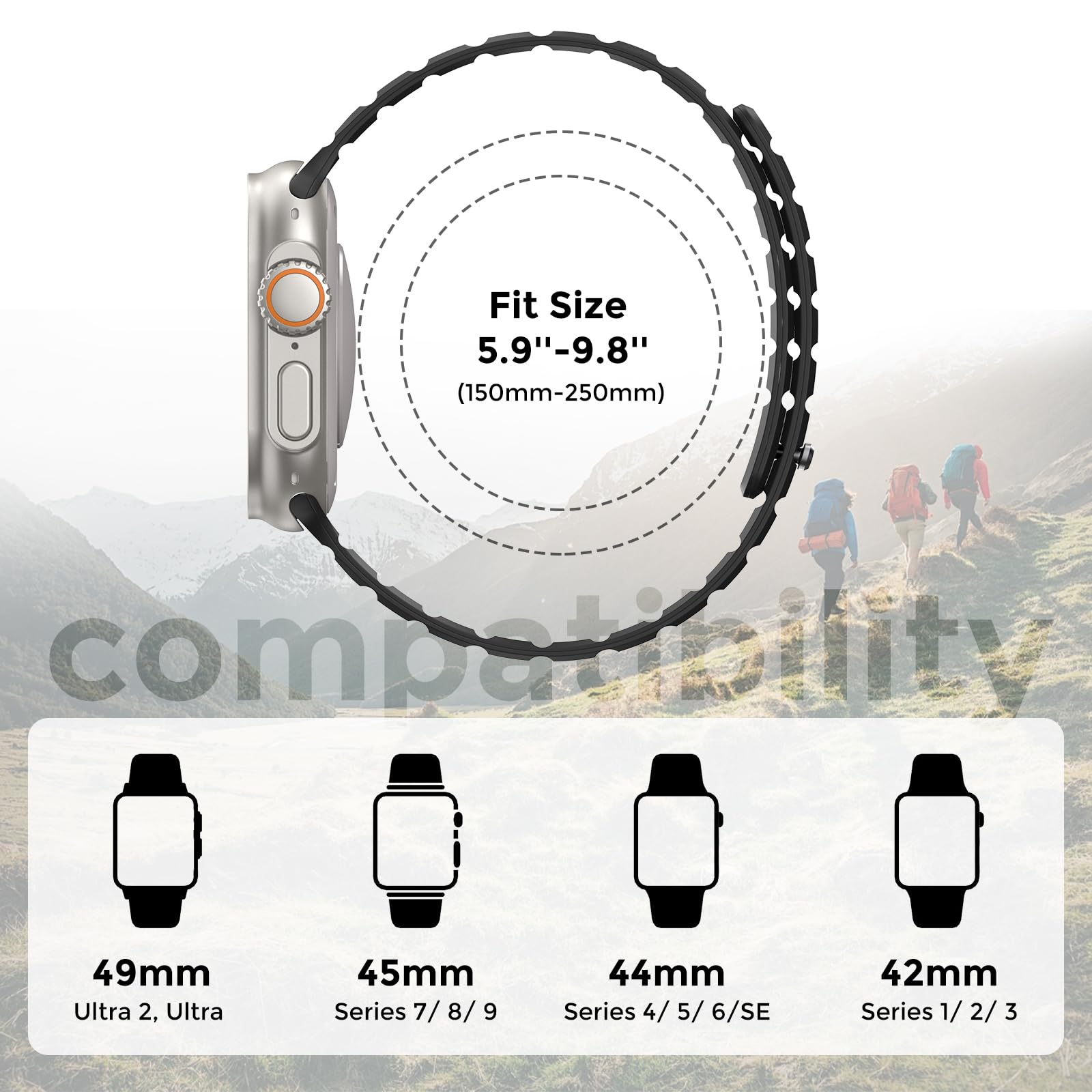 Apple Watch Band 49mm 45mm 44mm 42mm for Men | Magnetic Sport Band | Dark Blue/Black