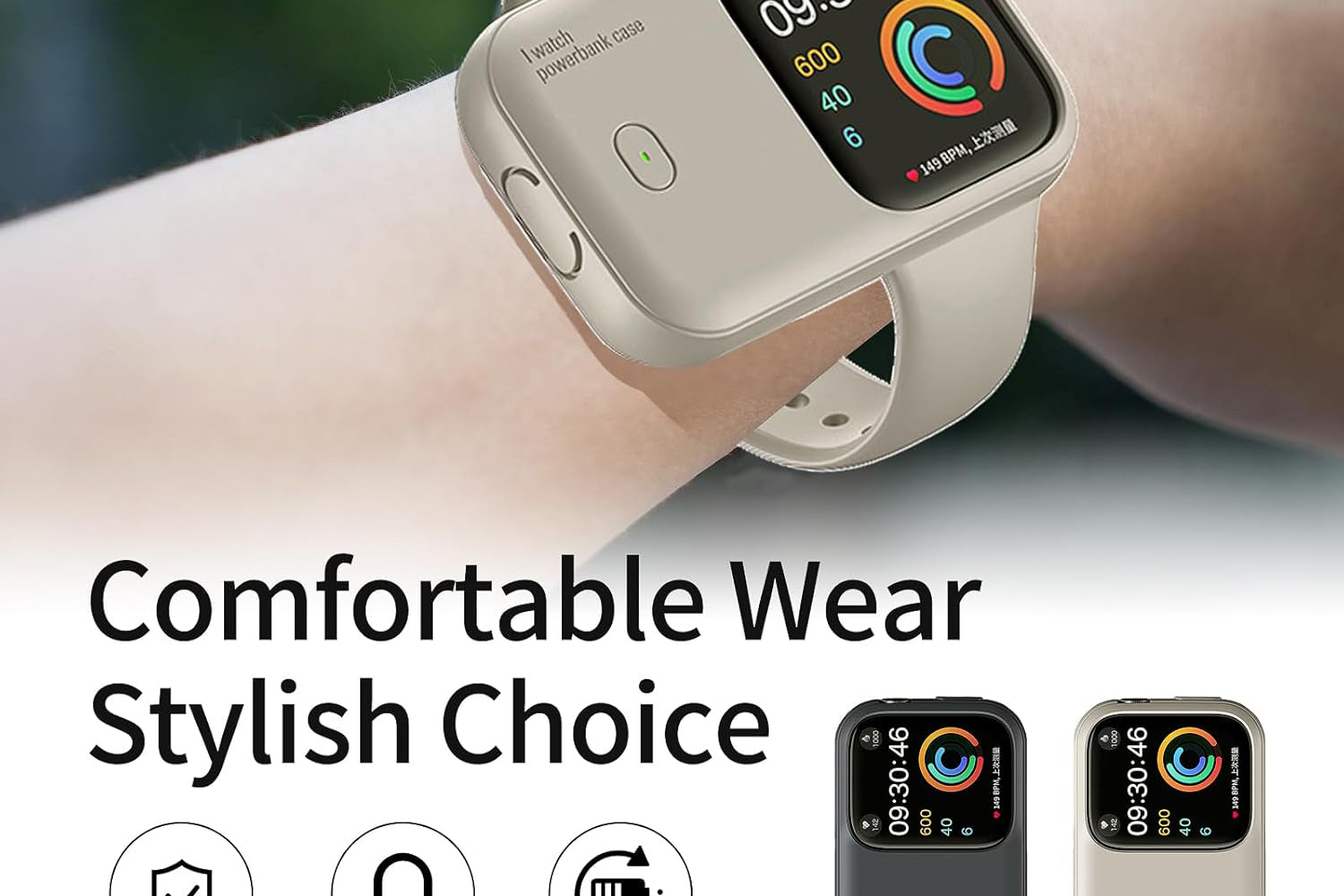 Apple Watch 40mm 41mm for Series 10 9 8 7 6 5 4 SE | 1200mAh Smart iWatch Charger | Beige