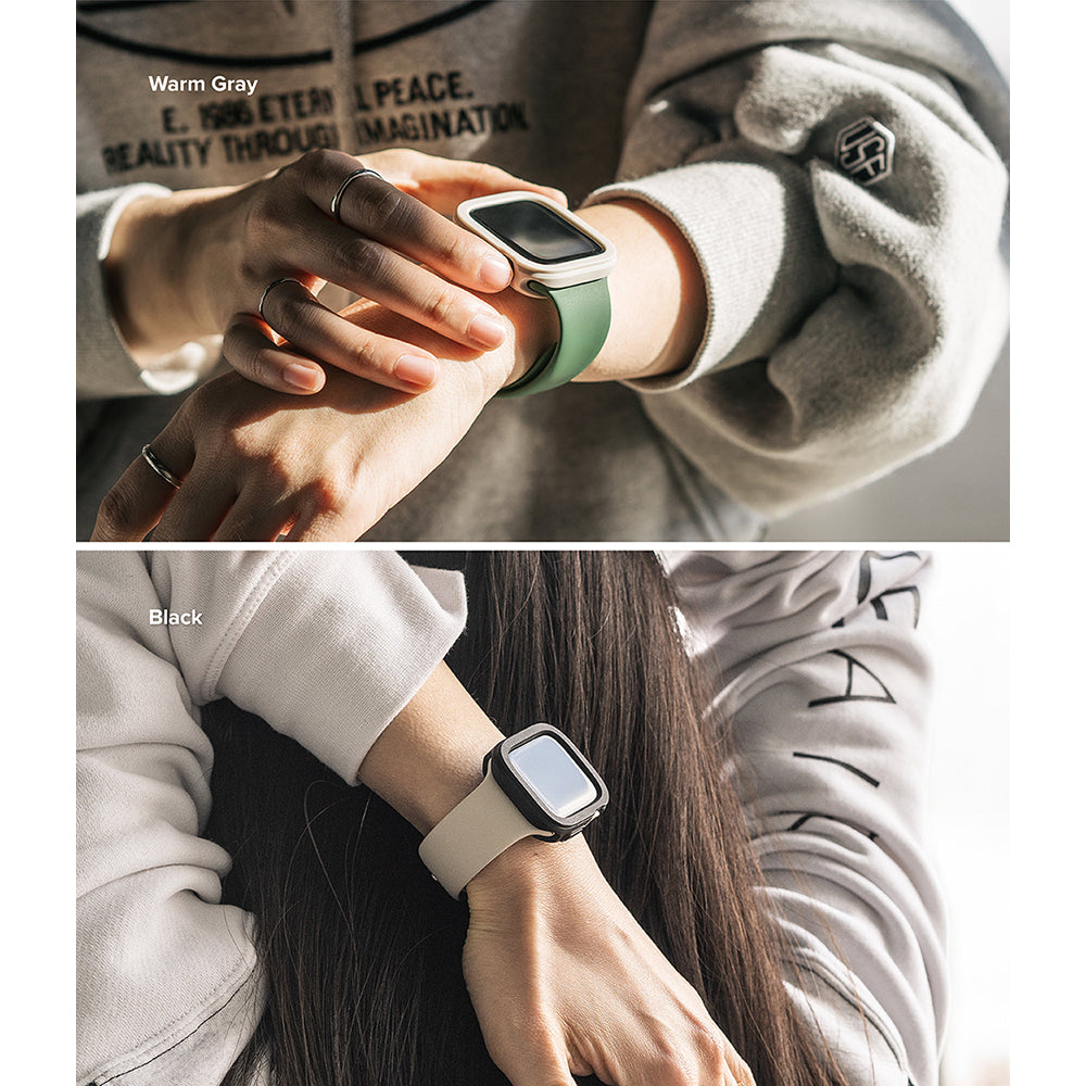 Air Sports For Apple Watch 10 46mm Case | Thin Soft Flexible Rugged TPU Raised Bezel Frame Cover - Warm Gray
