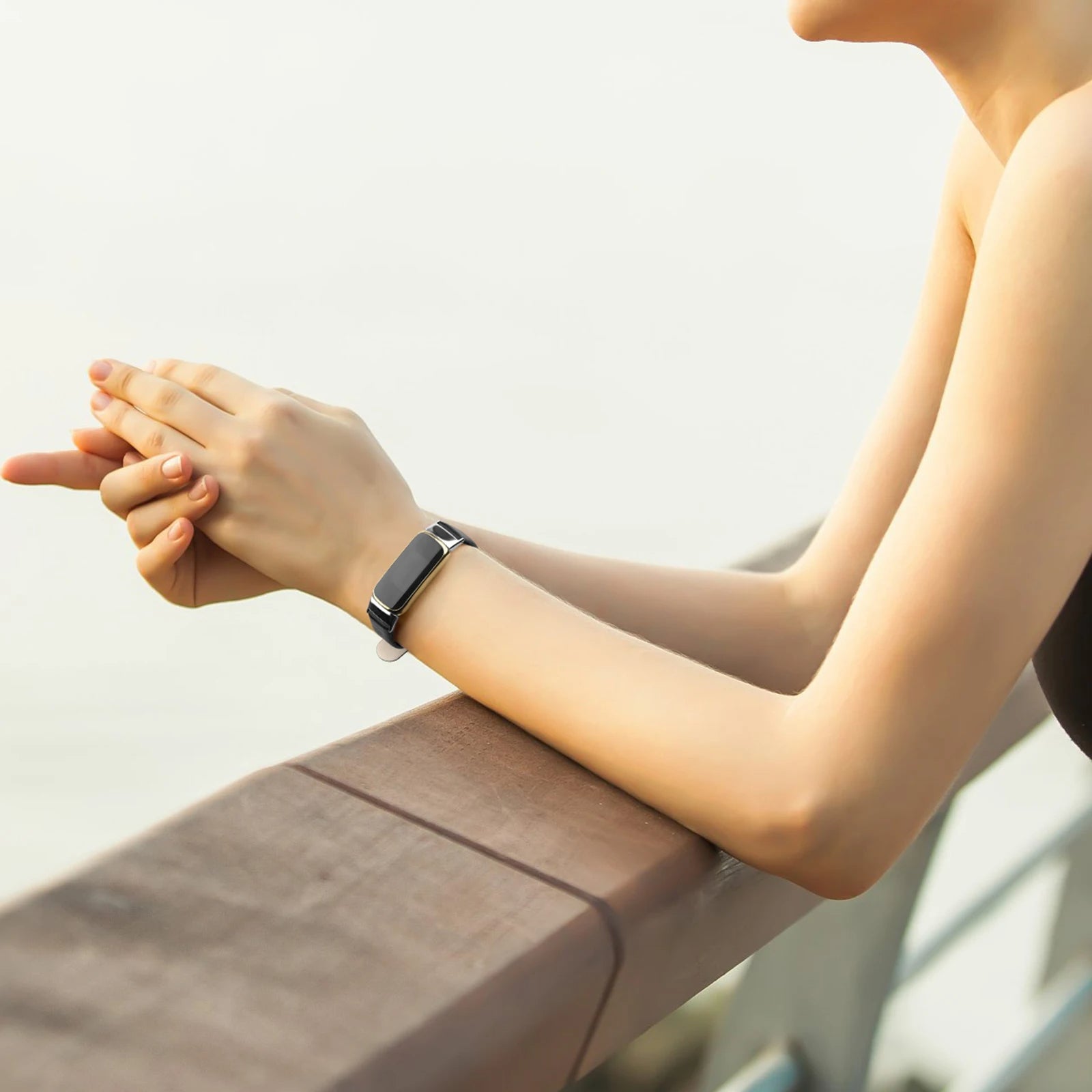 Leather Strap For Fitbit Luxe Strap - Black