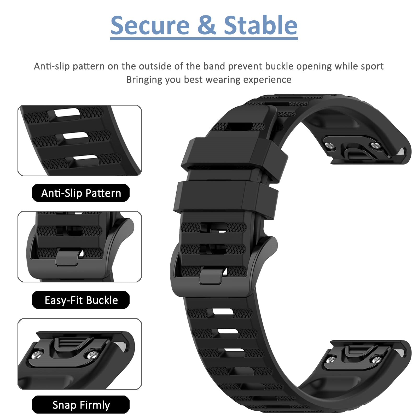 Silicone Bands For Garmin Fenix 7X | Fenix 6X | Fenix 5X | Fenix 5P | 5 Plus | Fenix 6X Pro | Fenix 3 - Green
