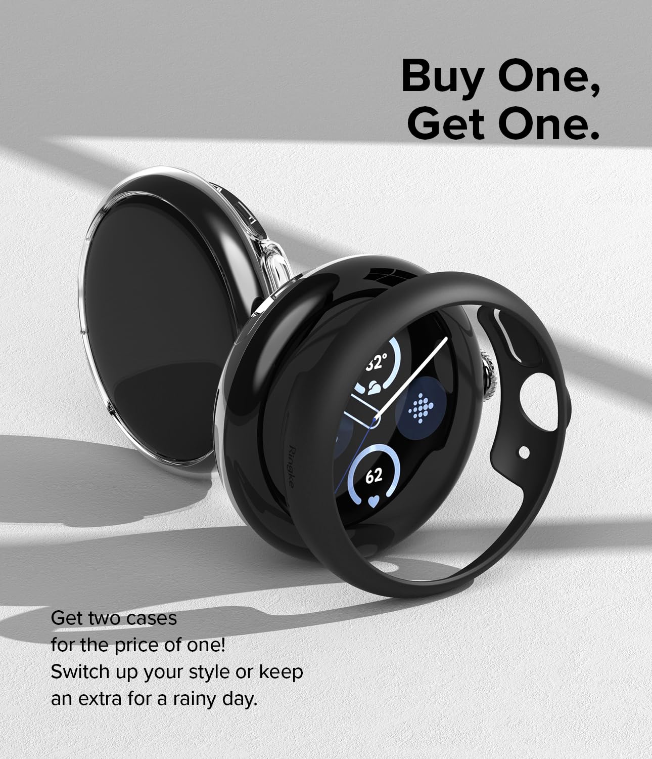 Ringke Google Pixel Watch Slim Case Cover - Clear + Matte Black