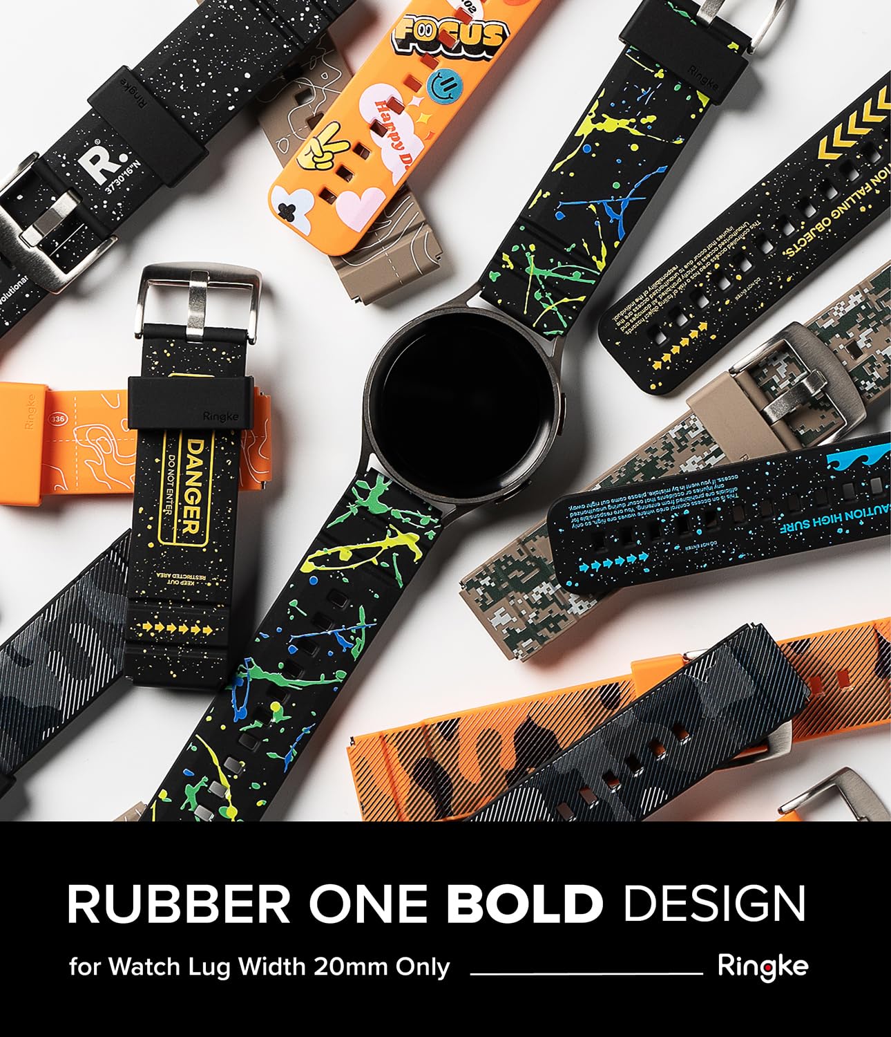 Watch Lug 20mm | Rubber One Bold Band | Danger Yellow