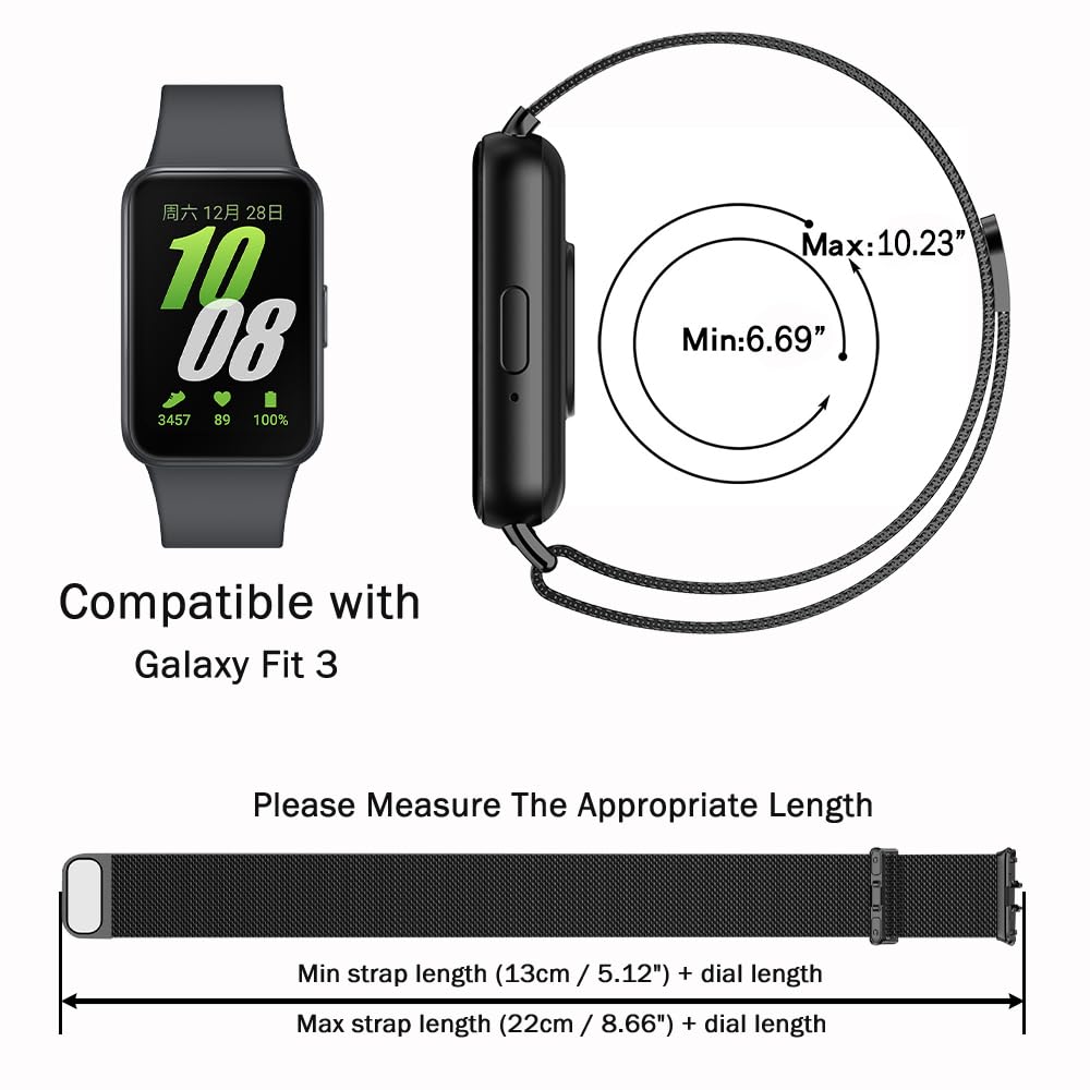 Samsung Galaxy Fit 3 | Milanese Loop Band | Space grey
