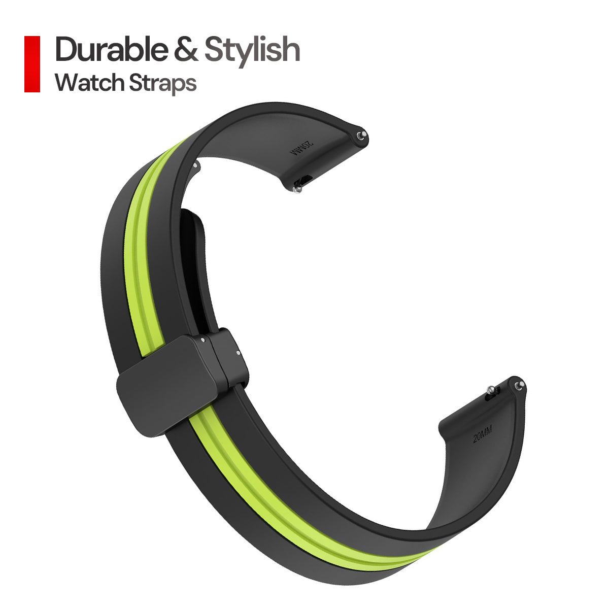 22mm Silicone Bands | Samsung Galaxy Watch 3 45mm/Galaxy Watch 46mm/Gear S3 Frontier/Classic | Black & Green