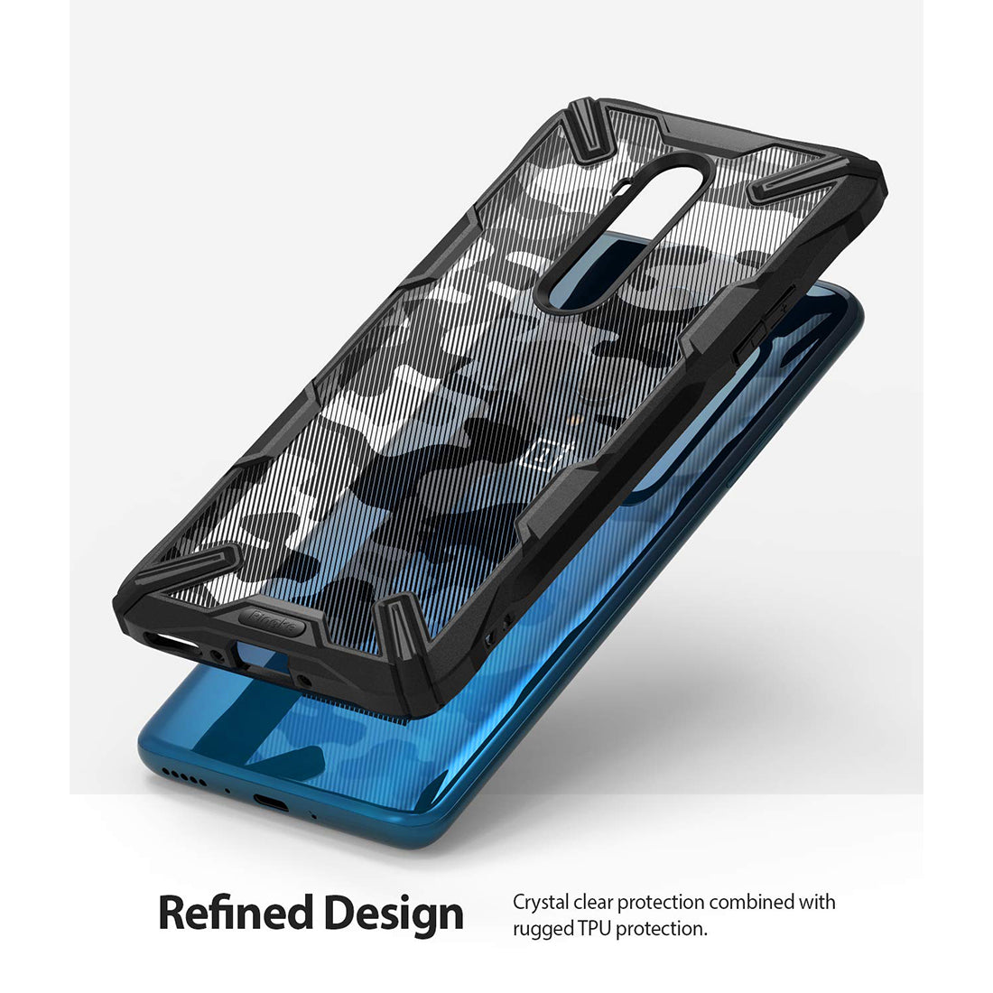 OnePlus 7T Pro Ringke Fusion X Case Camo Black