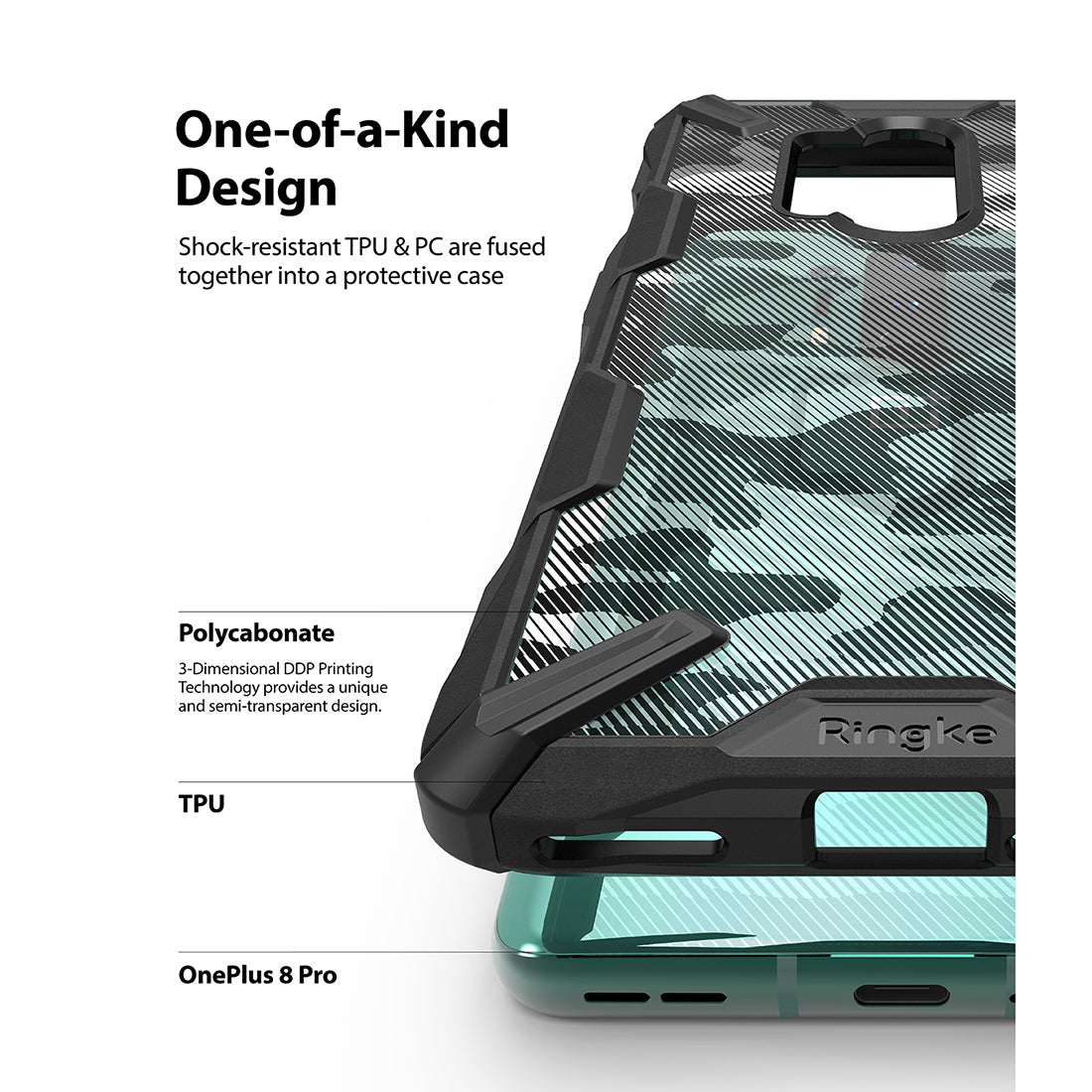OnePlus 8 Pro Ringke Fusion X Case Camo Black