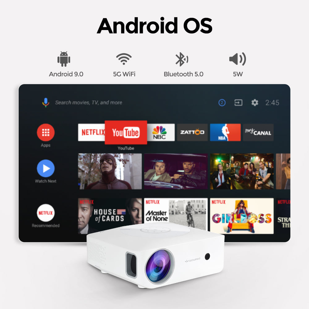 Android LED Projector |7000 Lumens/Screen Size Upto 300''|Native Res 1080P Full HD |Bluetooth Wifi 4K Projector Home Theater Gaming Video Projectors