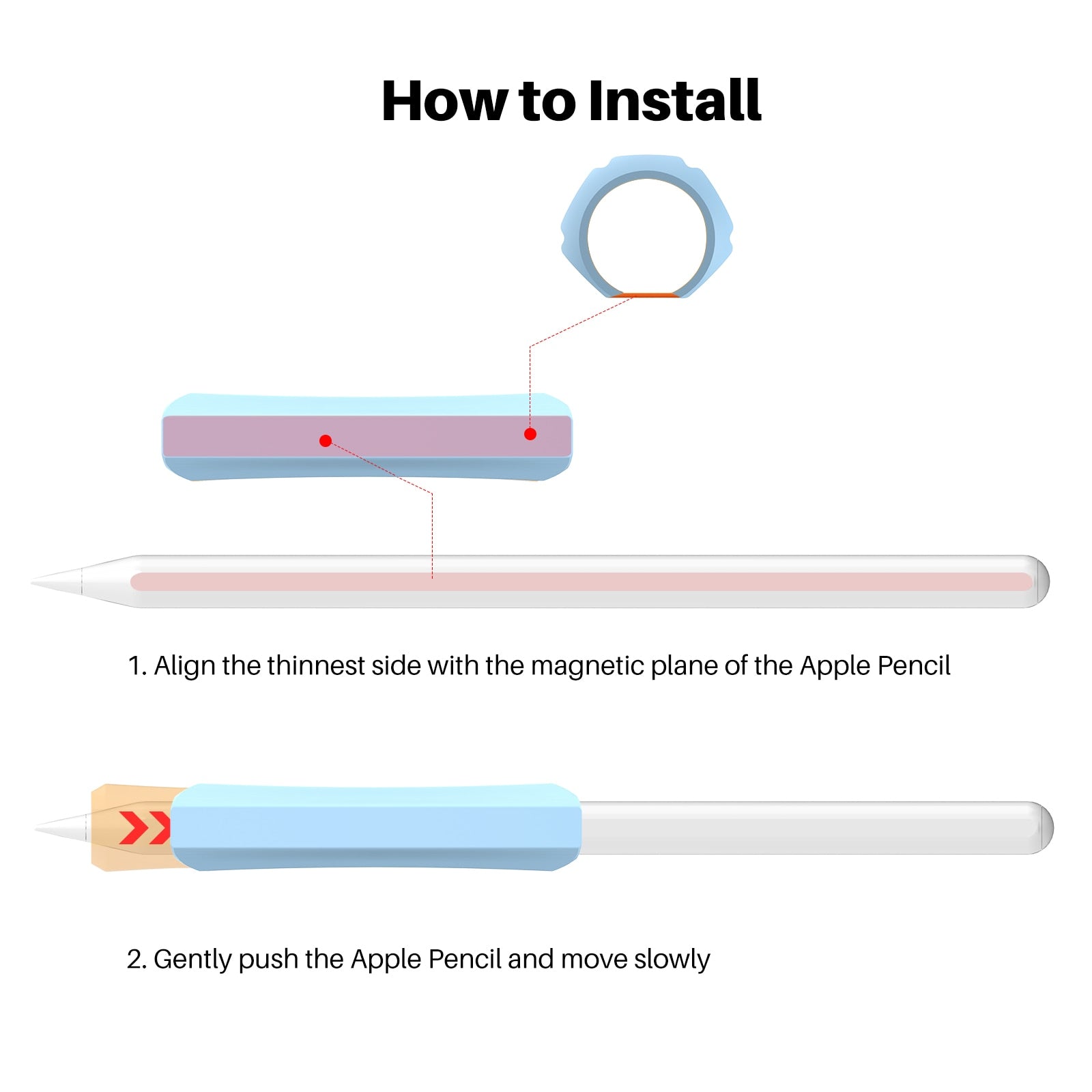 Apple Pencil 2nd Gen /1st Silicone Grip Holder |Compatible with Magnetic Charging and Double Tap | White & Pink