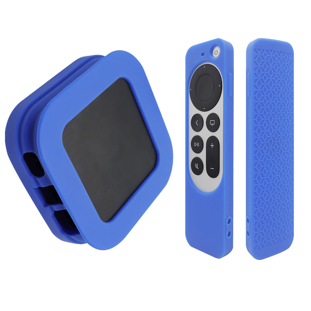 Silicone Case for 2022 Apple TV 4K Wi-Fi TV Box Remote Cover- Blue