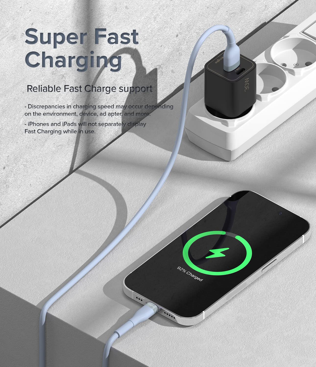 Fast Charging Pastel Cable | USB Type A to Lightning |  2m  Blue
