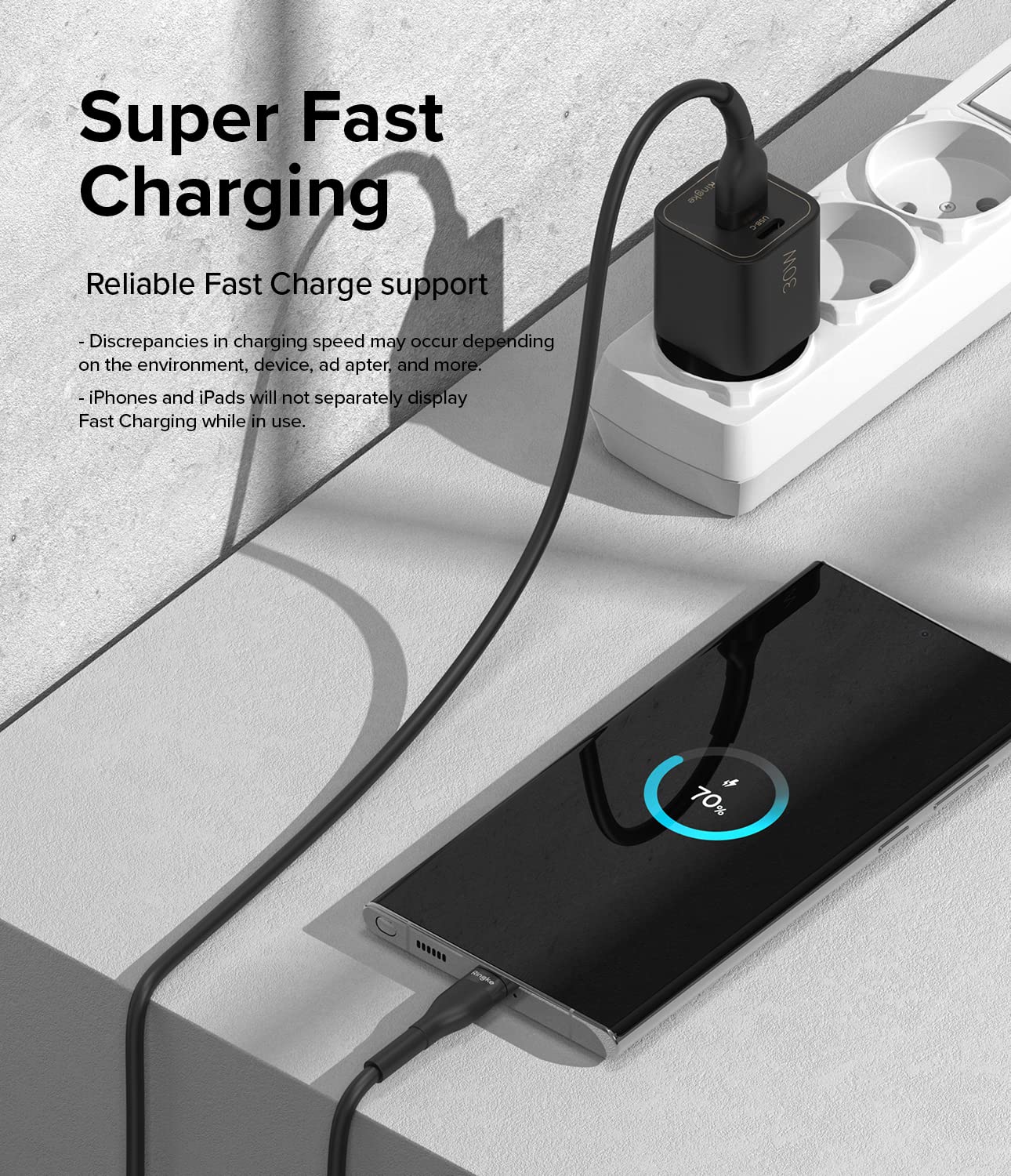 Fast Charging Pastel Cable | USB Type A to Type C | Black  1.2m