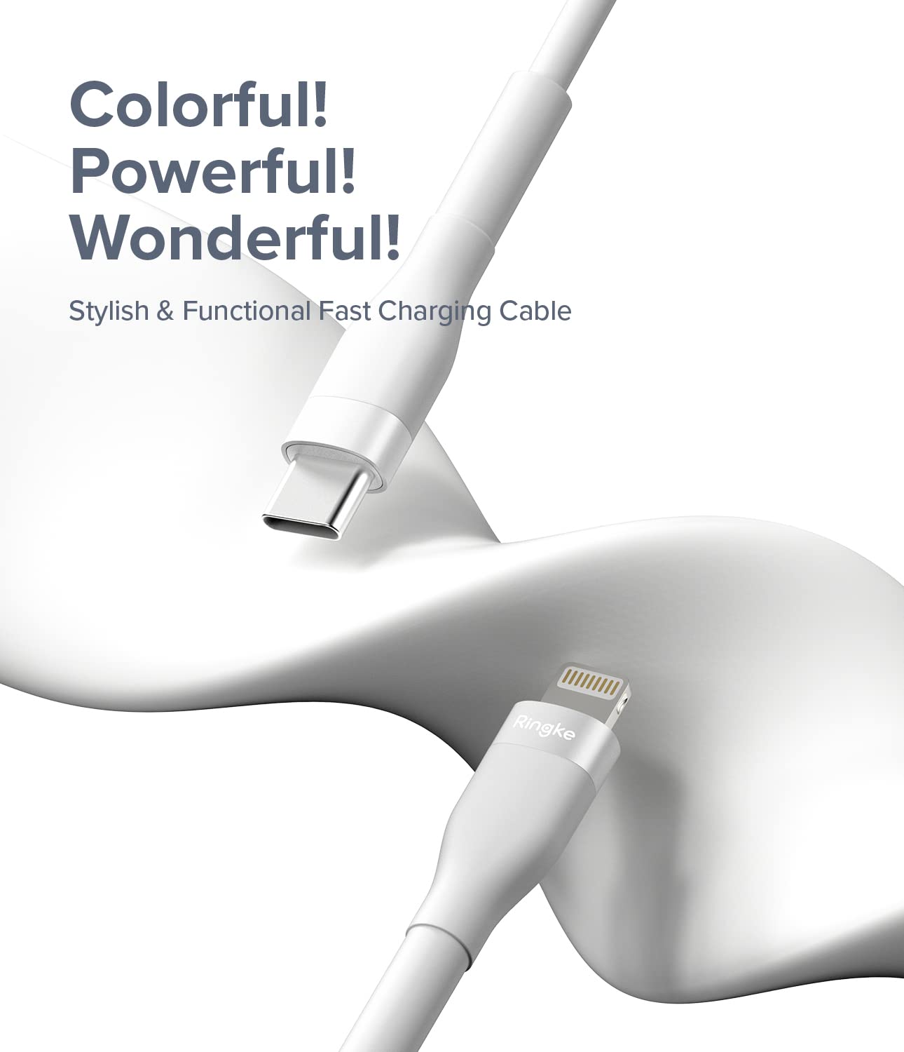 Fast Charging Pastel Cable | USB Type C to Lightning | White  2m