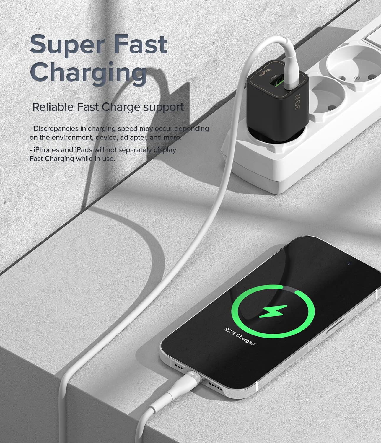 Fast Charging Pastel Cable | USB Type C to Lightning | White  2m