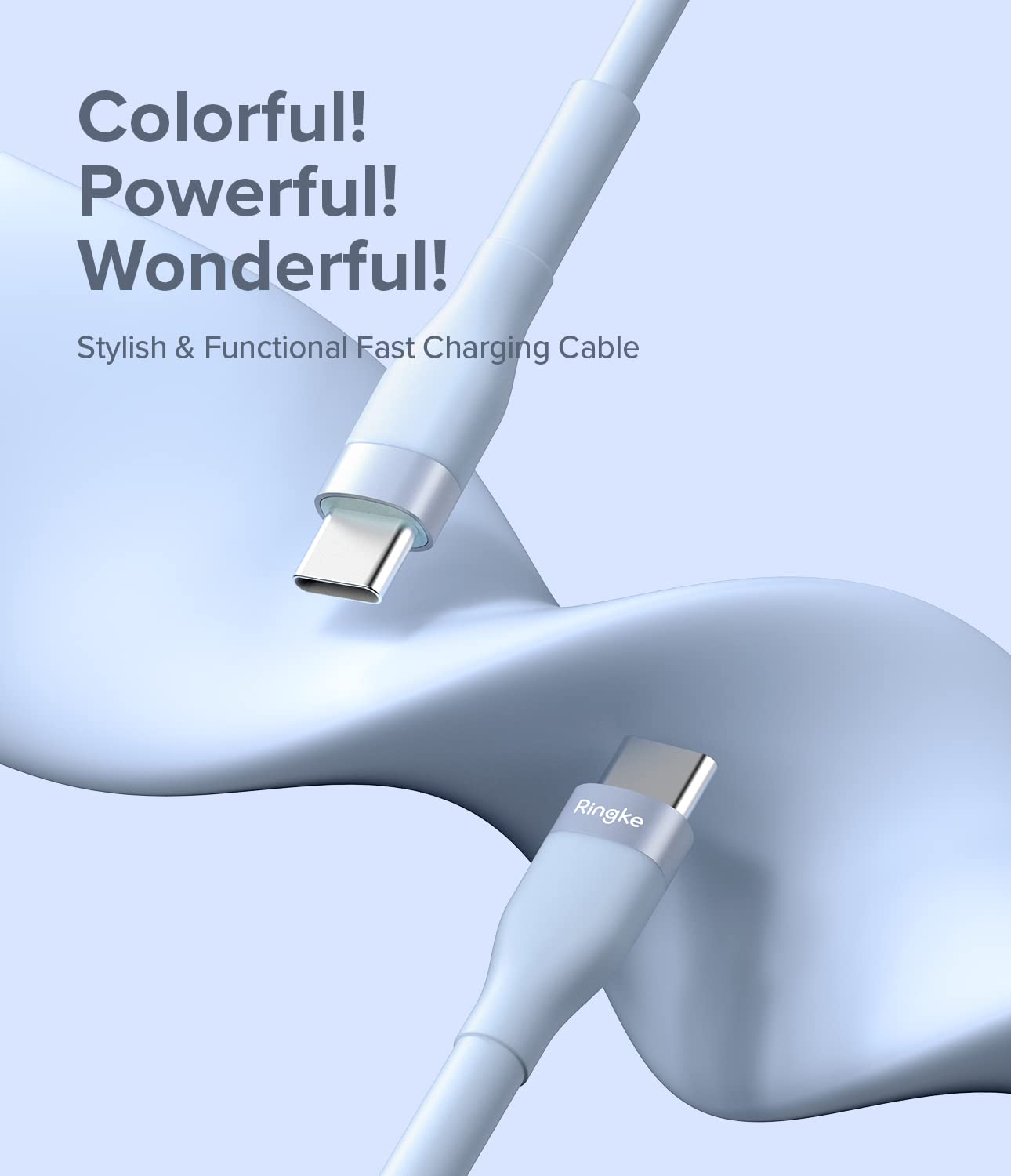 Fast Charging Pastel Cable | USB Type C to Type  C | Blue  2m