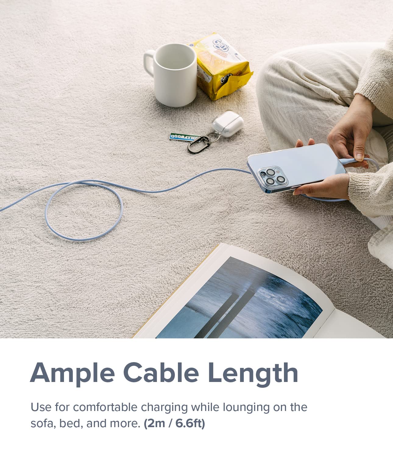 Fast Charging Pastel Cable | USB Type C to Type  C | Blue  2m