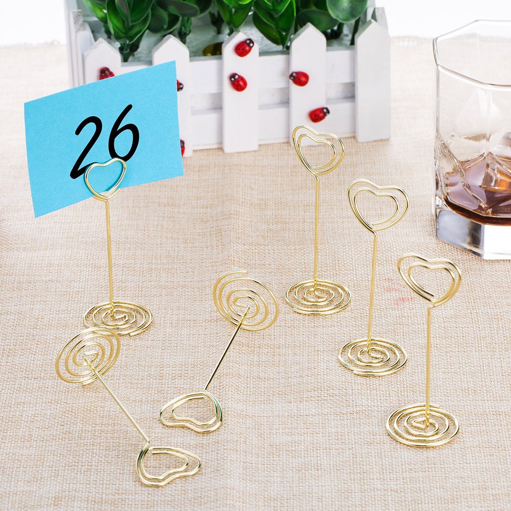 10 Pack Heart Shape Table Number Holder |Gold