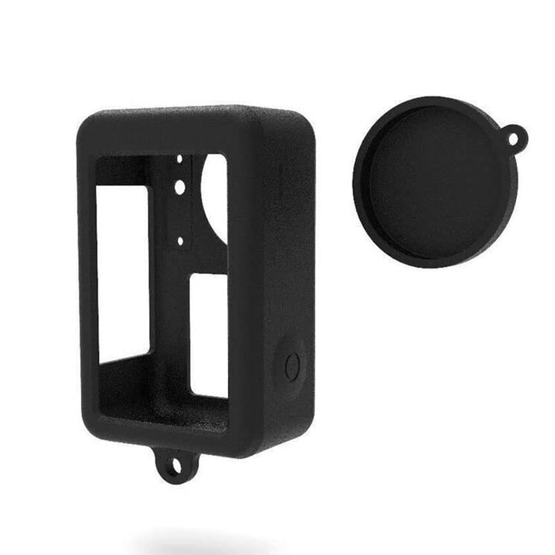 Protective Silicone Cover for DJI Osmo Action 3 Camera Case + Lens Protector Cap Guard - Black