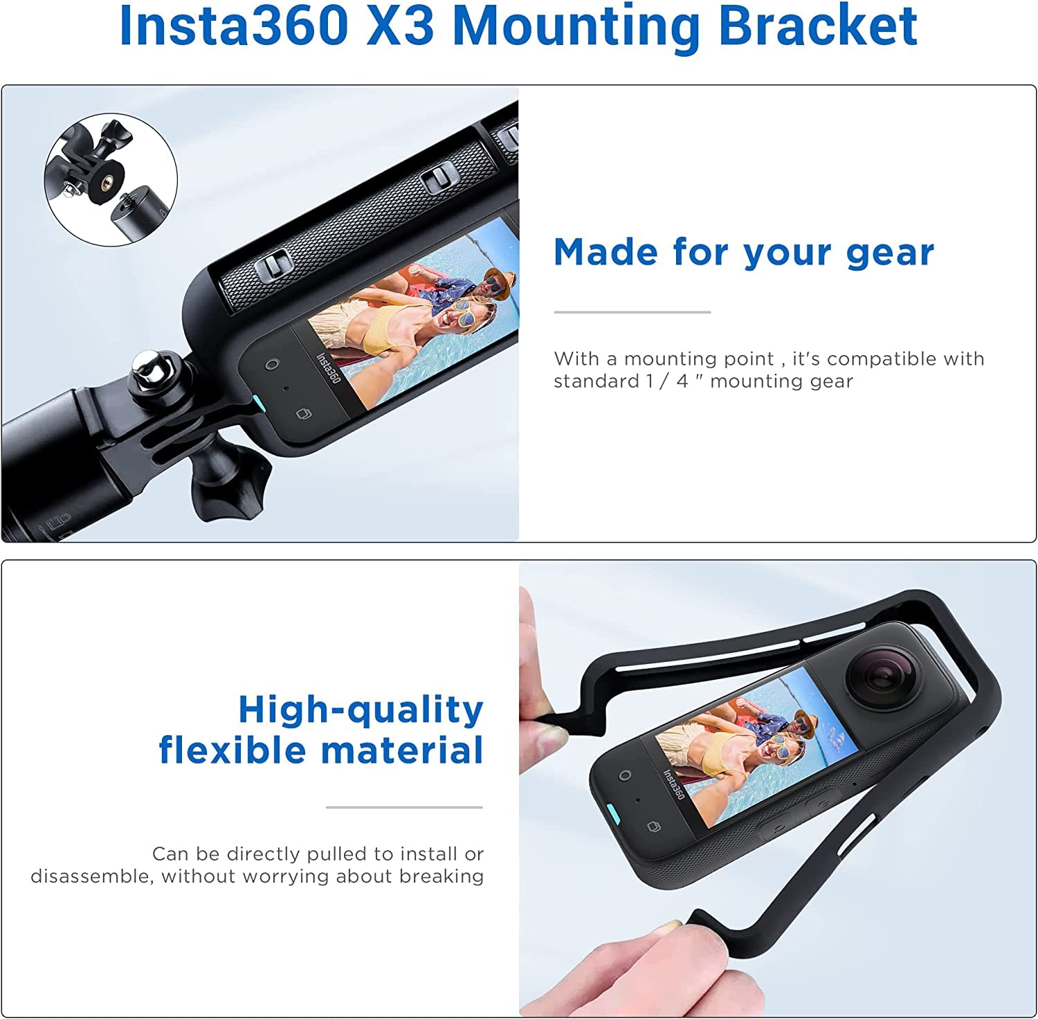 Protective Frame | Sticky Lens Guard Set | Flexible Soft Film Screen Protector for Insta360 One X3 Accessories Kit