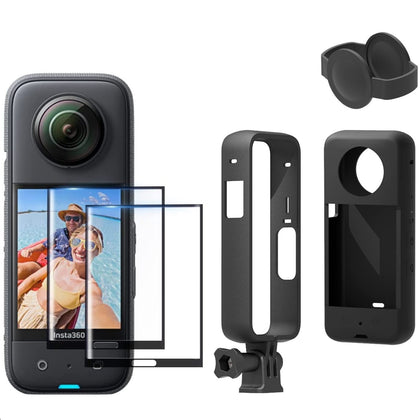 Insta360 ONE X3 Accessories Kit - Silicone Protective Case & lens Caps- Camera Housing Frame with 1/4