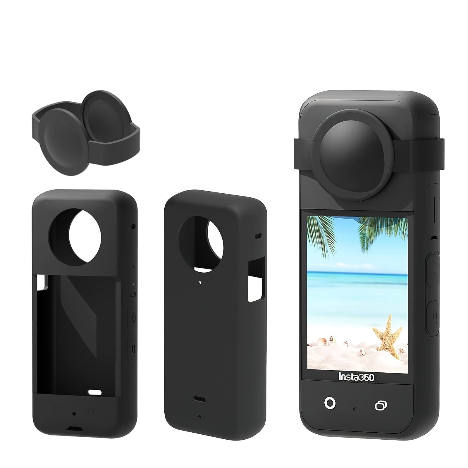 Insta360 ONE X3 Accessories Kit - Silicone Protective Case & lens Caps- Camera Housing Frame with 1/4
