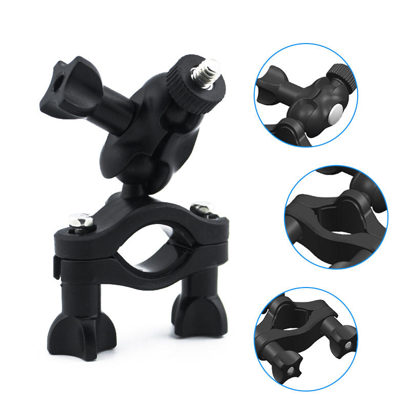 Bike Camera Mount 360° Rotating Motorcycle Mount Handlebar Clamp for Insta360 One X2/One R/GoPro Hero/GoPro Max/Fusion/Osmo Action Camera Double Ball Handlebar Mount for Action Camera