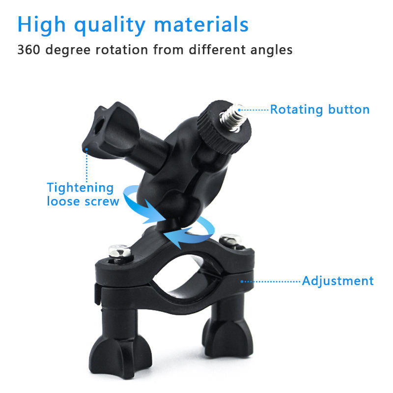Bike Camera Mount 360° Rotating Motorcycle Mount Handlebar Clamp for Insta360 One X2/One R/GoPro Hero/GoPro Max/Fusion/Osmo Action Camera Double Ball Handlebar Mount for Action Camera