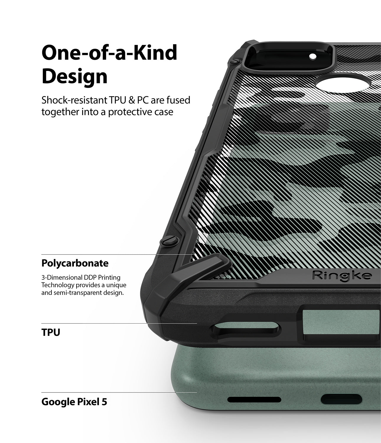 Google Pixel 5 Ringke Fusion X Case Camo Black