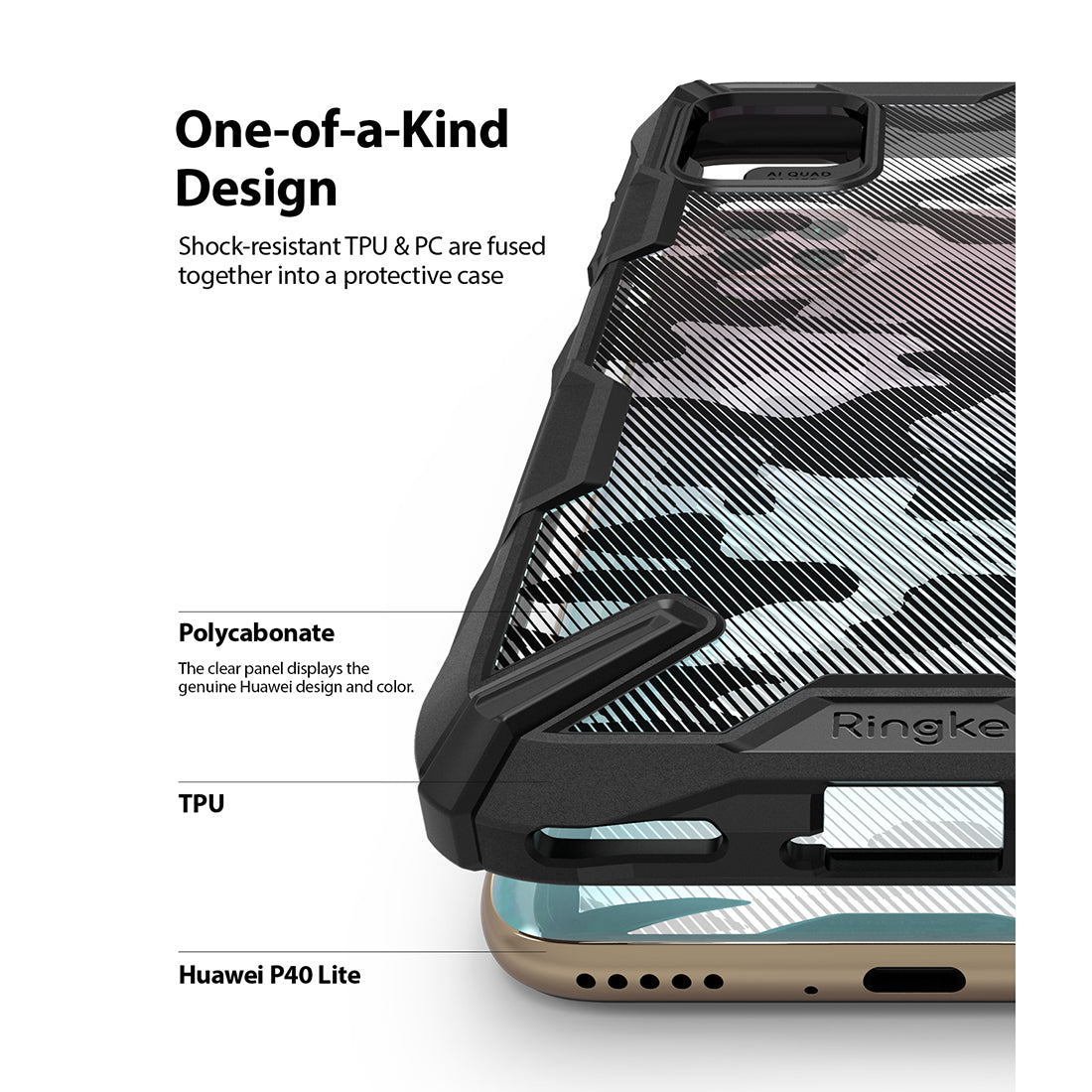 Huawei P40 Lite/Nova 6 SE/Nova 7i Ringke Fusion X Case Camo Black