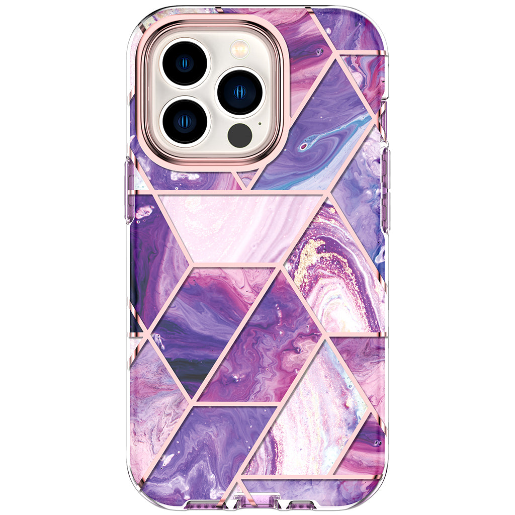 Apple iPhone 13 Pro Case | Marble Shockproof Bumper Stylish Slim Phone Cases | Purple Marble