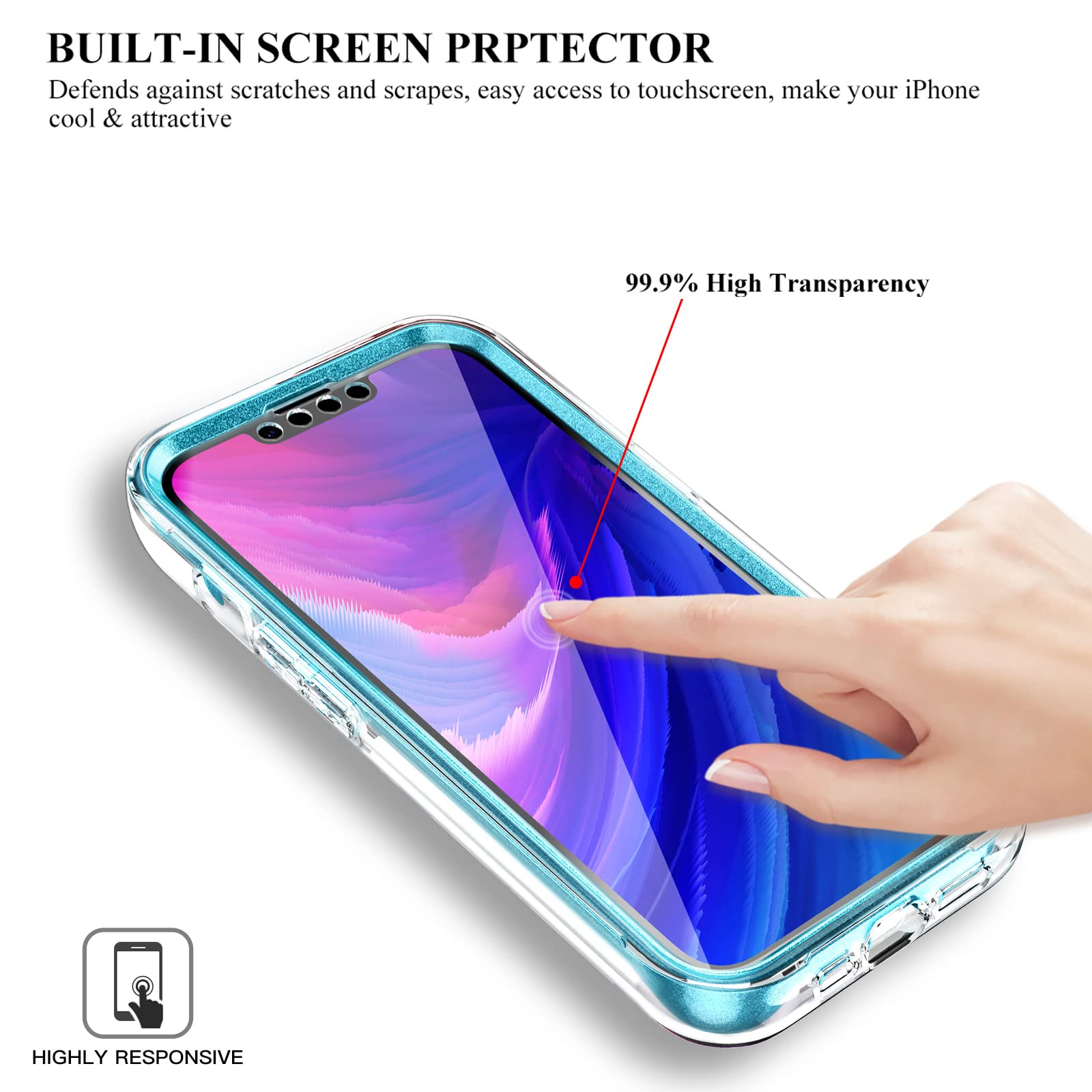 Apple iPhone 13 Pro Max Case+ Air Pods 3rd Generation Case | Marble Shockproof Bumper Stylish Slim Phone Cases | Blue