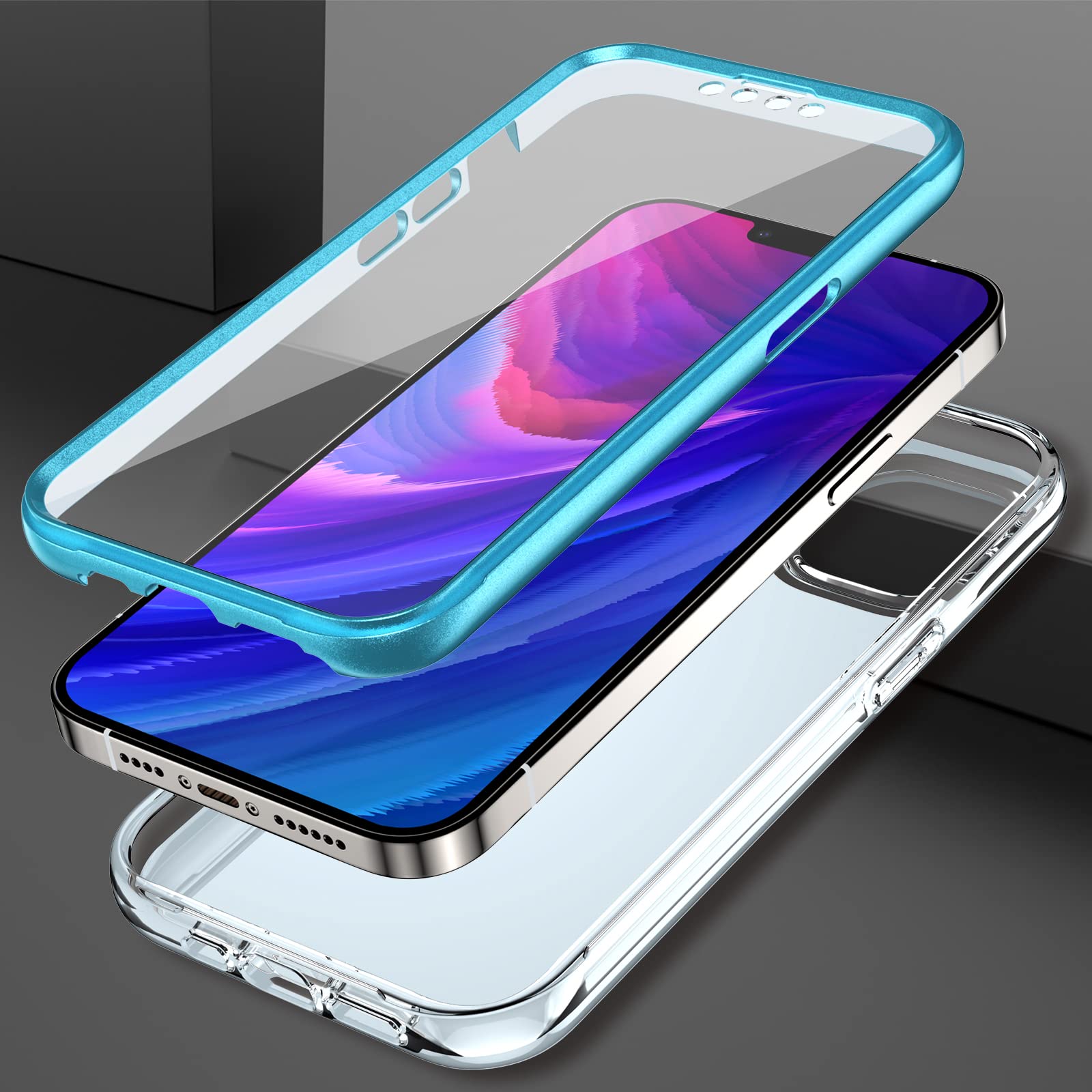 Apple iPhone 13 Pro Max Case+ Air Pods 3rd Generation Case | Marble Shockproof Bumper Stylish Slim Phone Cases | Blue