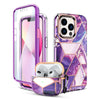 Apple iPhone 13 Pro Max Case+ Air Pods 3rd Generation Case | Marble Shockproof Bumper Stylish Slim Phone Cases |  Purple