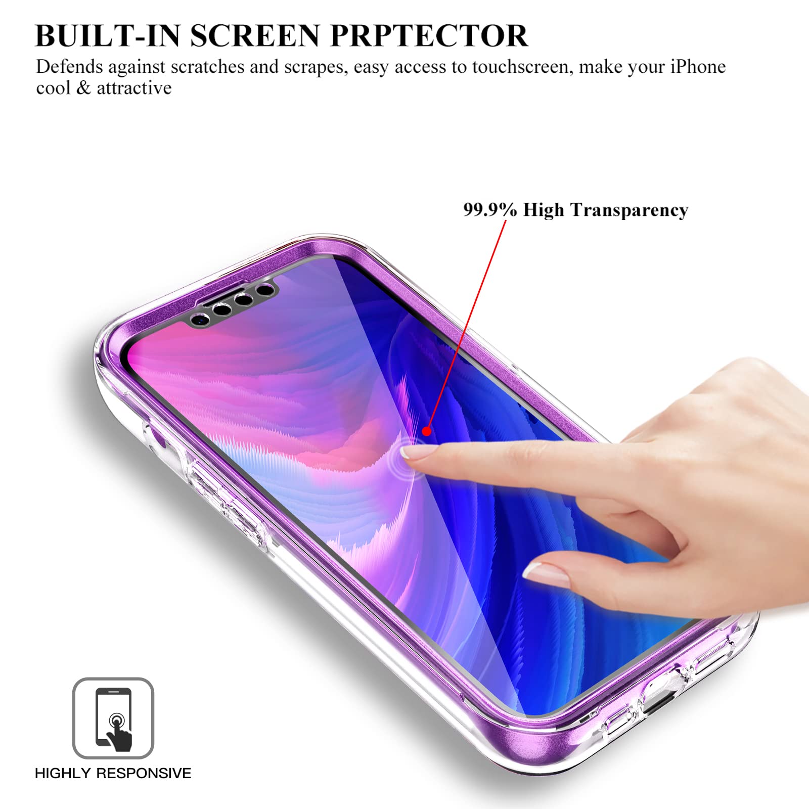 Apple iPhone 13 Pro Max Case+ Air Pods 3rd Generation Case | Marble Shockproof Bumper Stylish Slim Phone Cases |  Purple