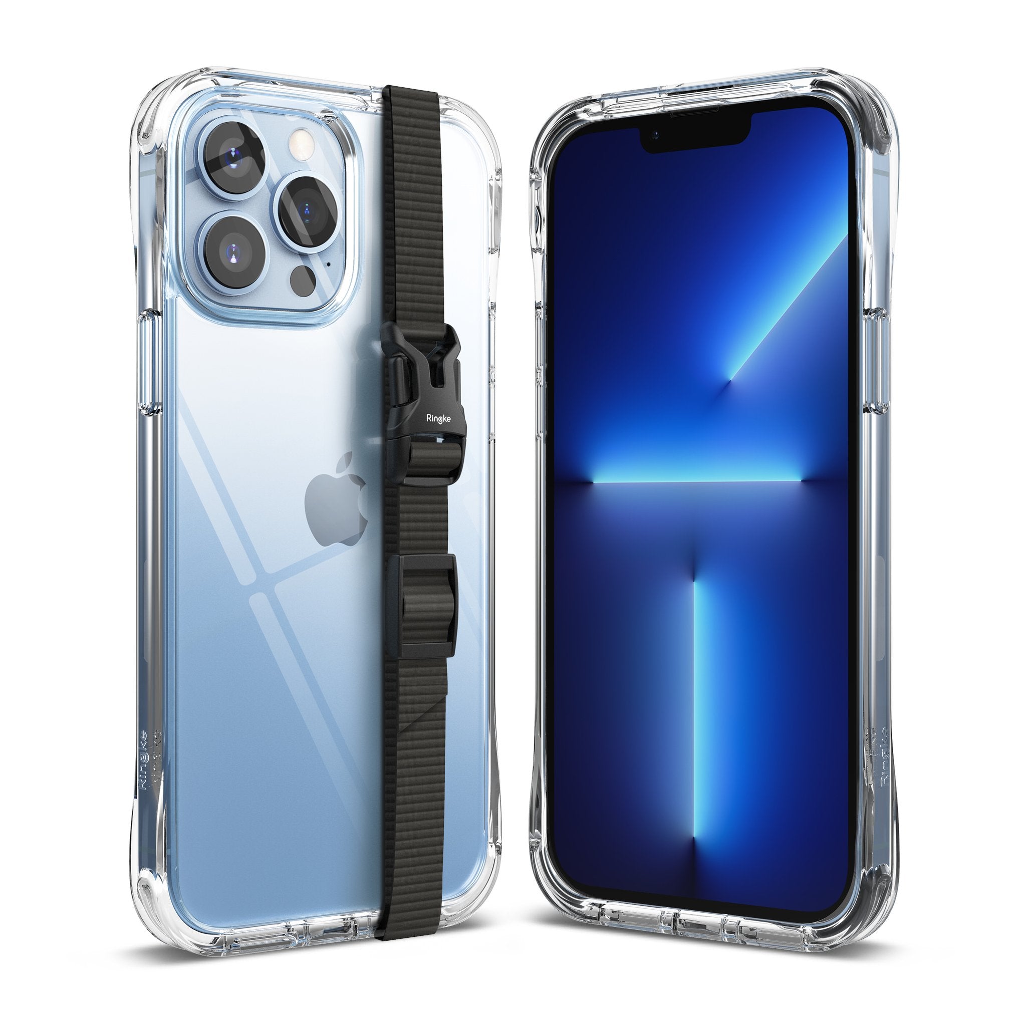Apple iPhone 13 Pro Max | Fusion Case + Buckle Strap| White & Black