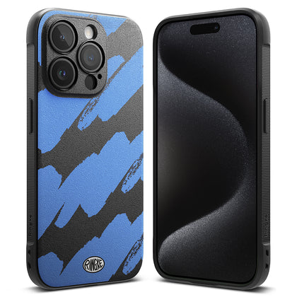 iPhone 15 Pro Case Cover |Onyx Design Series |Blue Brush