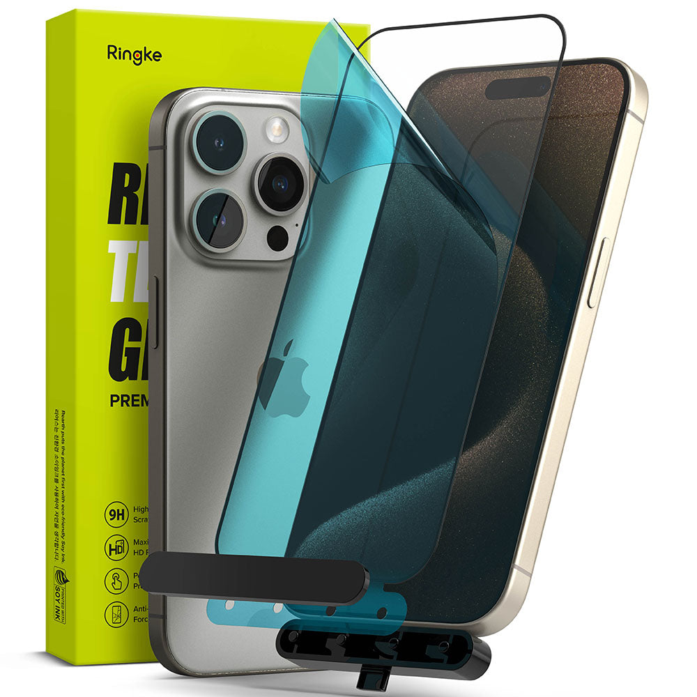 iPhone 15 Pro Screen Protector | Full Tempered Glass Cover With Installation Jig