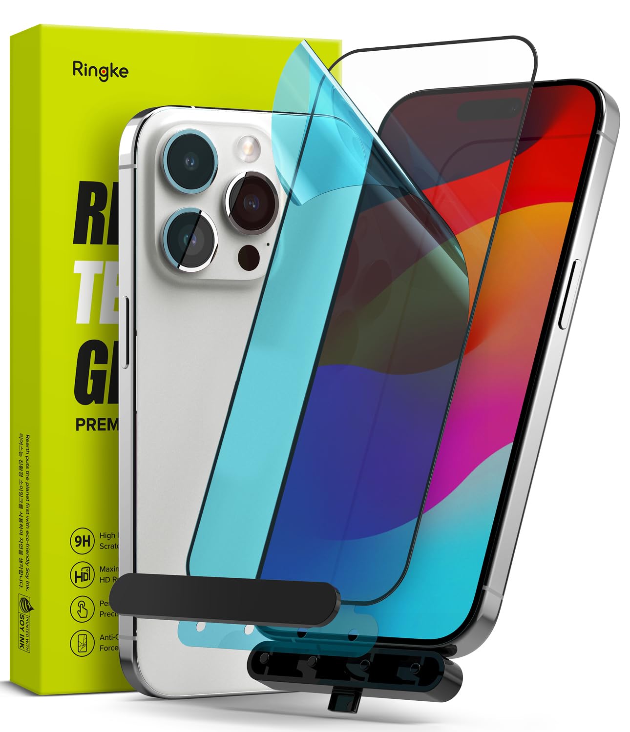 iPhone 15 Pro Max Screen Protector | Full Tempered Glass Cover With Installation Jig