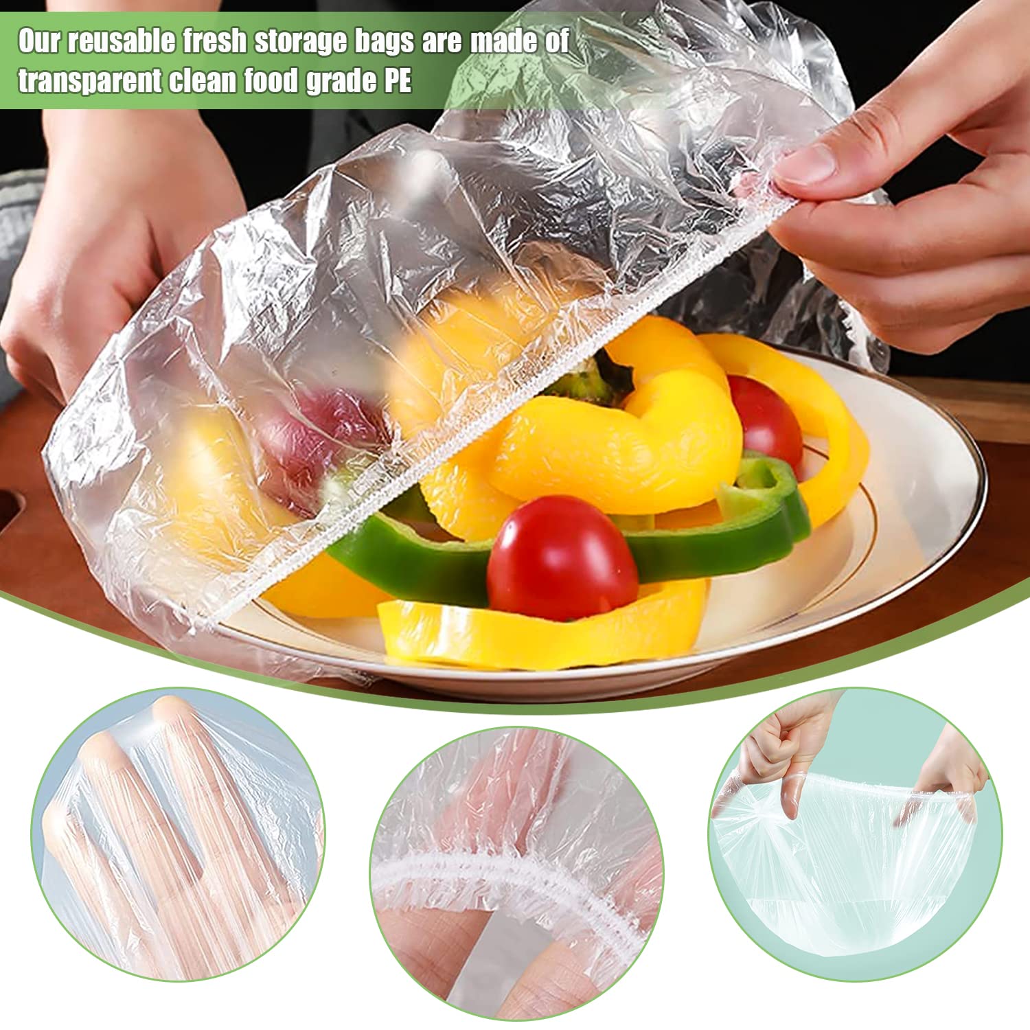 Disposable Elastic Food Storage Covers| Kitchen Wrap Seal Caps (200 Pieces)