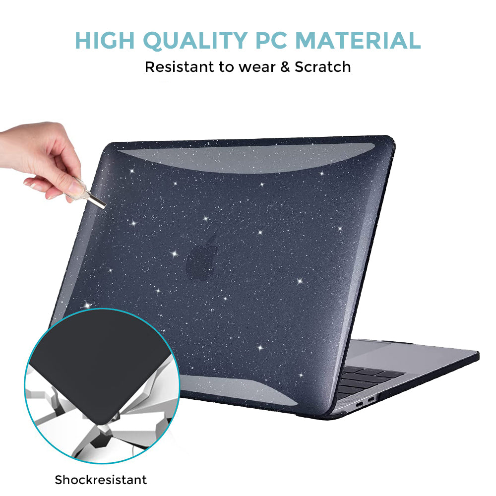 Glitter Bling Case for MacBook Pro 13.3 inch Case 2020- 2016 Release Model A1706 A1708 A1989 A2159 A2289 A2251 A2338 Laptop Hard Shell Cover Dark Blue