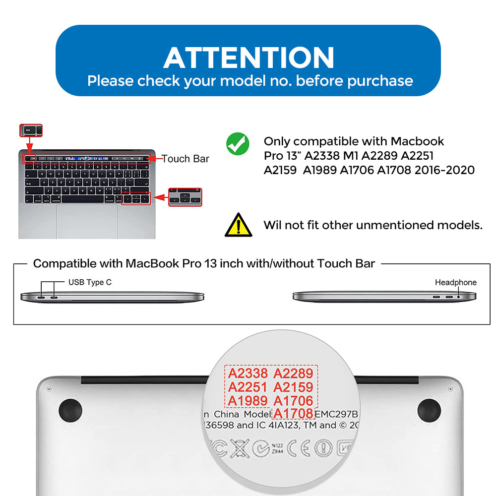 Matte Case For MacBook Pro 13 inch M2 2022-2016 A2338 M1 A2251 A2289 A2159 A1989 A1708 A1706 Casel&Keyboard Skin&Screen Protector-Gradient Pink &Blue