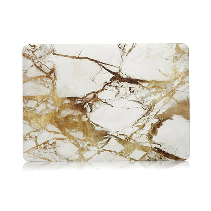 Marble Pattern Hard Case | MacBook Pro 14 inch Case 2023 2022 2021 Release M3 A2918 A2992 M2 A2779 M1 A2442 Pro Max Chip| White & Gold Marble