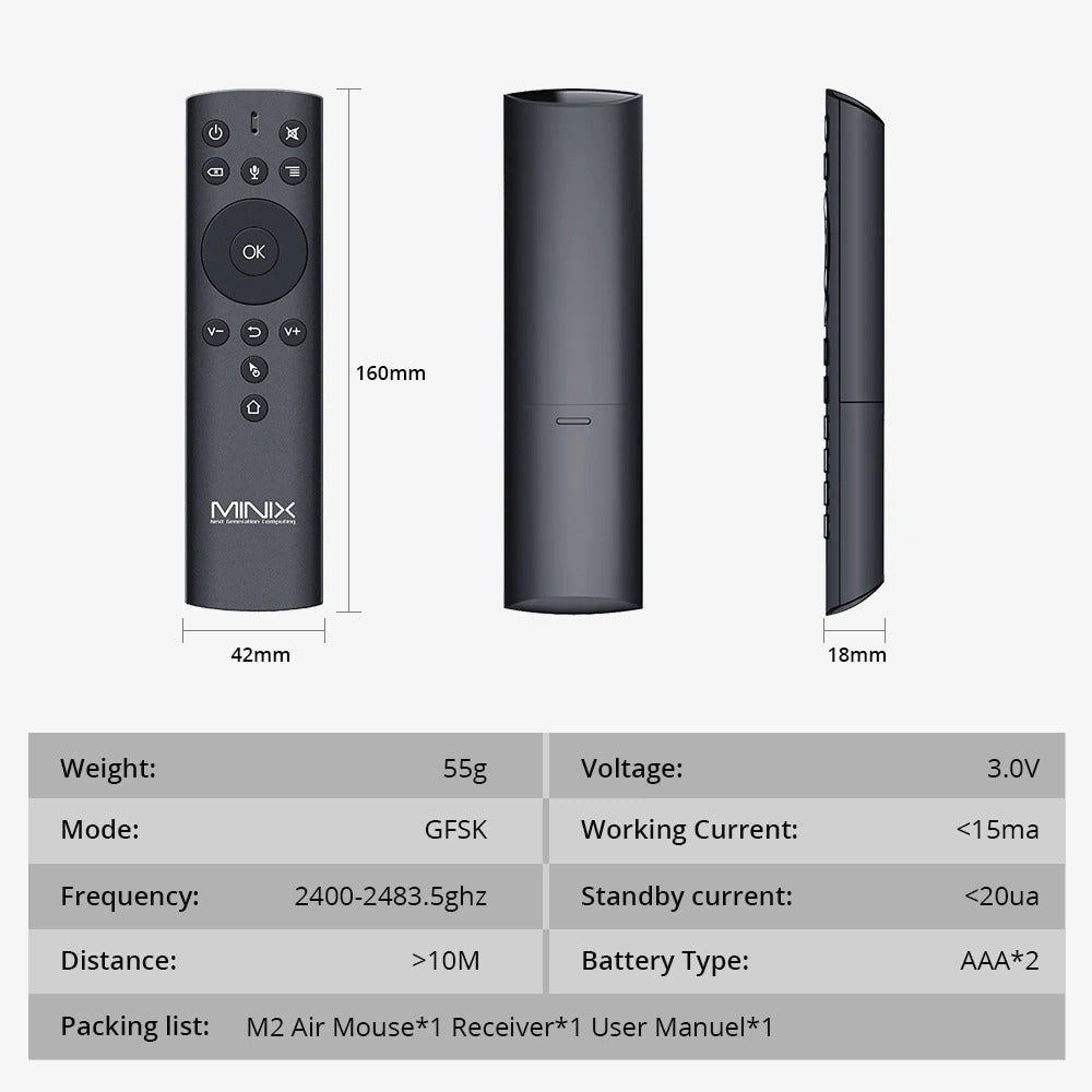 MINIX NEO M2 2.4G Motion Sensing Smart Remote Wireless Air Mouse with Voice Six-Axis Gyroscope Remot for MINIX Smart TV Box,PC…