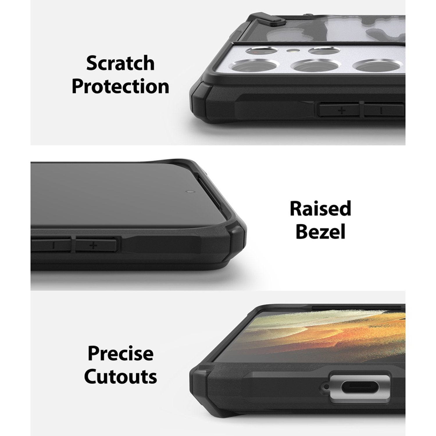 Samsung Galaxy S21 Ultra Case Cover| Fusion-X Series| Camo Black